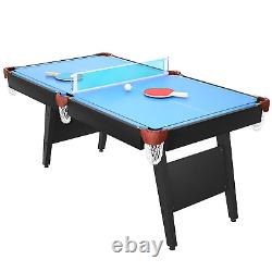 Fiziti 5.5 FT 3-in-1 Table Tennis Table, Pool Table Set, Hockey Table, Blue
