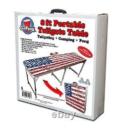 Flip Cup Table American Flag Theme 8 Feet Long + Portable