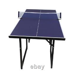 Foldable 6'x3' Ping Pong Table Game MDF Train Family Home Use Tennis withNet Sport