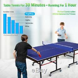 Foldable Competition-Ready Table Tennis Table Removable Net Locking Casters Fun