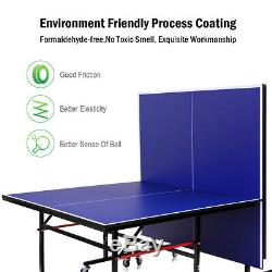 Foldable Competition-Ready Table Tennis Table Removable Net Locking Casters Fun