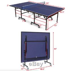 Foldable Indoor/Outdoor Table Tennis Ping Pong Game for Garage with Clamp Net