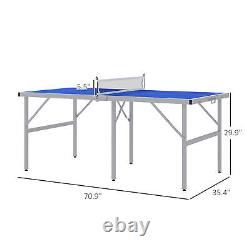 Foldable Ping Pong Table Set Mini Table Tennis Table with Net Paddles Balls