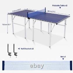 Foldable Portable Home Ping Pong Table with Net, 2 Rackets, 3 Table Tennis Balls