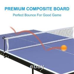 Foldable & Portable Table Tennis Ping Pong Table Set with Net and 2 Paddles