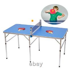 Foldable Table Tennis Ping Pong Table 6 Table Feet Outdoor Indoor Game Portable