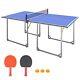 Foldable Table Tennis Table, Mid-size 6' X 3' Table Tennis Table With 2 Paddl