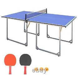 Foldable Table Tennis Table, Mid-Size 6' x 3' Table Tennis Table with 2 Paddl