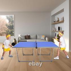 Foldable Table Tennis Table, Mid-Size 6' x 3' Table Tennis Table with 2 Paddl