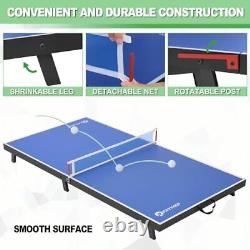 Foldable Table Tennis Table, Mini Portable Ping Pong Game Table for Indoor Blue