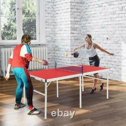 Foldable Table Tennis Table Outdoor/Indoor Ping Pong Table with Rackets Net Red