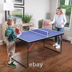 Foldable Table Tennis Table Portable Ping Pong Table with Net & 2 Paddles & 3 Ba