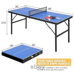 Foldable Table Tennis Table, Portable Table Tennis Table with 2 Table Tennis