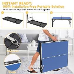 Foldable Table Tennis Table, Portable Table Tennis Table with 2 Table Tennis