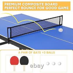 Foldable Table Tennis Table, Portable Table Tennis Table with 2 Table Tennis