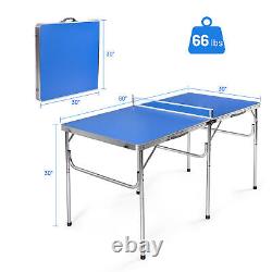 Folding Table Tennis Table Portable Ping Pong Table with 2 Paddles & 2 Balls