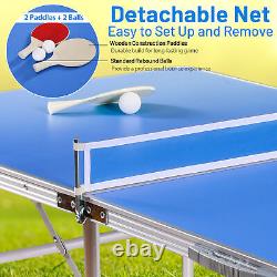 Folding Table Tennis Table Portable Ping Pong Table with 2 Paddles & 2 Balls