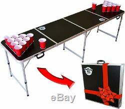 GoPong 8 Foot Portable Beer Pong / Tailgate Tables Black, Football, American Fl
