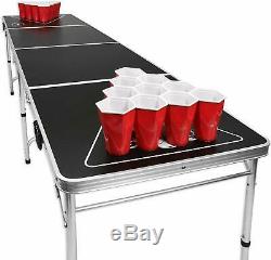 GoPong 8 Foot Portable Beer Pong / Tailgate Tables Black, Football, American Fl