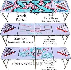 GoPong 8 Ft Portable Beer Pong Table Folding Custom Dry Erase Top Drinking Game