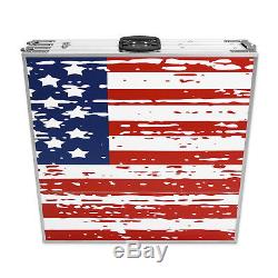 GoPong Foldable Aluminum 8' Folding Beer Pong American Flag Table Indoor Outdoor