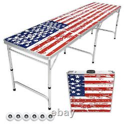 GoPong Portable Aluminum 8' Folding Beer Pong American Drinking Party Table