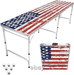 GoPong USA 8 FT Foldable Beer Pong Table Flag