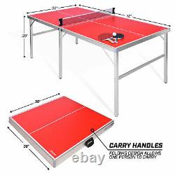 GoSports Mid Size 6 X 3 Foot Table Tennis Ping Pong Game Set (Open Box)