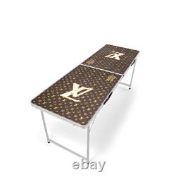 Gold & Bronze Monogram 6FT Cup Pong Table