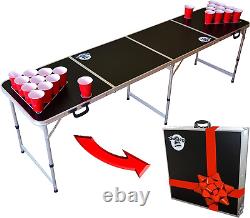 Gopong 8 Foot Portable Beer Pong / Tailgate Tables Black, Football, American Fl