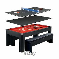 Hathaway Park Avenue 7 Pool Table Tennis Combination with Dining Top, Two St