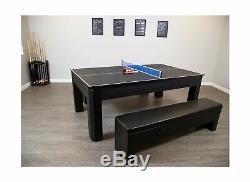 Hathaway Park Avenue 7 Pool Table Tennis Combination with Dining Top, Two St