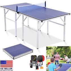 Indoor-Outdoor Play Ping Pong Tennis Table Fordable 2 Paddles and Balls Included