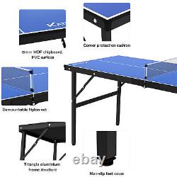 Indoor Outdoor Tennis Ping Pong Table Foldable Table with Net and 2 Paddles Balls