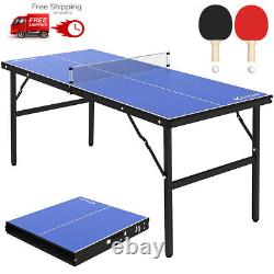 Indoor Outdoor Tennis Table Foldable Ping Pong Sport Table With Net and Ball US