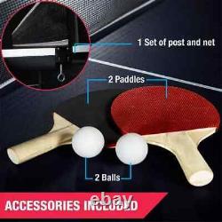 Indoor Play Ping Pong Tennis Table Fordable Paddles and Balls Included