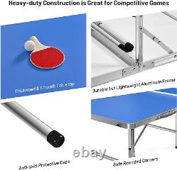 Indoor Table Tennis Table Set, Folding Ping Pong Table with Net, 2 Paddles & 2 B