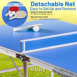Indoor Table Tennis Table Set, Folding Ping Pong Table with Net, 2 Paddles & 2 B
