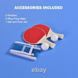 Indoor Tennis Ping Pong Table 2 Paddles Balls Foldable & Accessories Portable