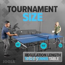 JOOLA Indoor Table Tennis Table with Ping Pong Net and Post Set, 15mm Surface