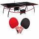 Lancaster 2 Piece Folding Table Tennis Table With 2 Rackets And 3 Orange Balls