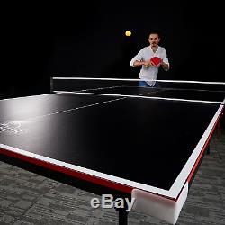 Lancaster 2 Piece Folding Table Tennis Table with 2 Rackets and 3 Orange Balls