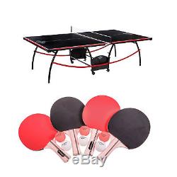 Lancaster 2 Piece Folding Table Tennis Table with 4 Rackets and 6 Ping Pong Balls
