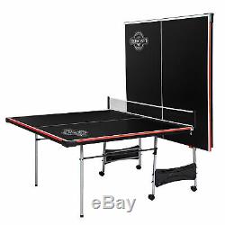 Lancaster 4 Piece Official Size Folding Table Tennis Ping Pong Game Table, Black