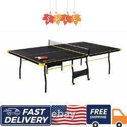 M-D Outdoor/Indoor Table Tennis Set with 2 Paddles and Balls Black/Yellow