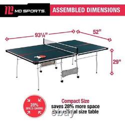MD Sports Compact Midsize Foldable Table Tennis Ping Pong Table WithAccessories