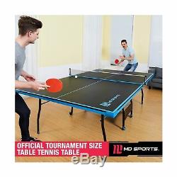 MD Sports Official Size Table Tennis Table, with Paddle and Balls, Black/Blue