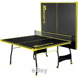 MD Sports Official Size Table Tennis Table, with Paddle and Balls, Black/Yellow