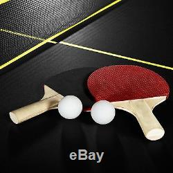 MD Sports Official Size Table Tennis Table, with Paddle and Balls, Black/Yellow
