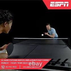 Mid Size 15mm 4-Piece Indoor Table Tennis Table, Accessories Included, Black